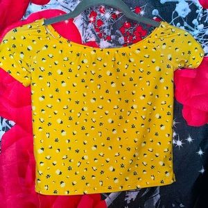 yellow floral crop top